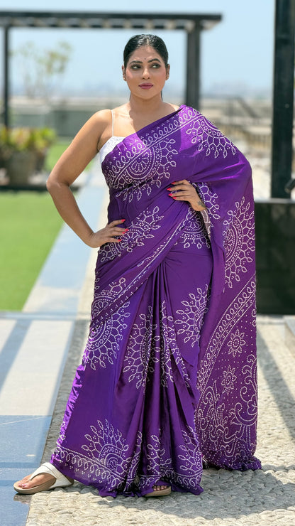Violet bandini ajrakh saree