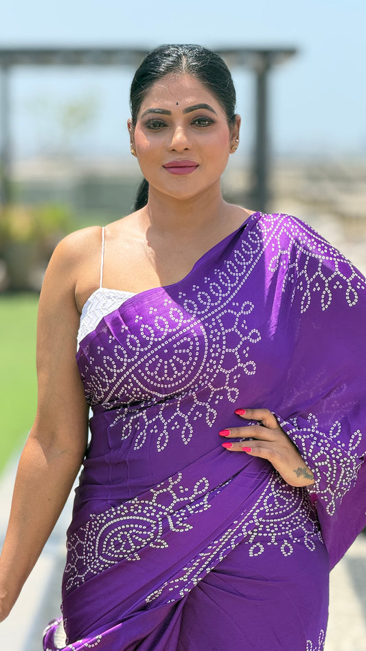 Violet bandini ajrakh saree