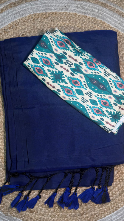 Khadi cotton saree with Kalamkari  blouse