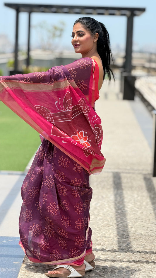 Kolam linen cotton sarees