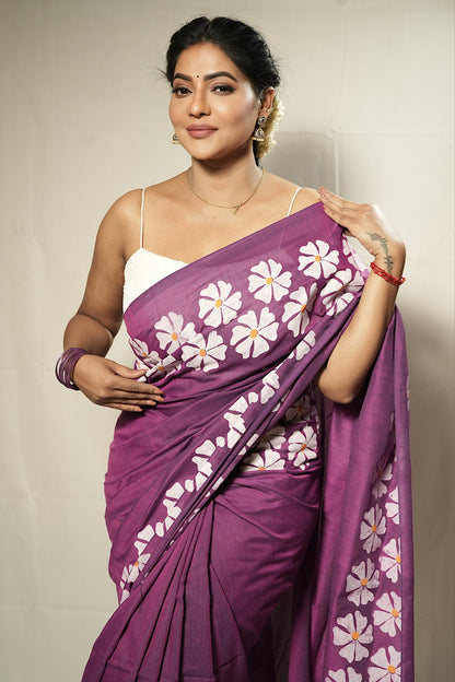 Khadi Cotton Hand Painted Floral pattern