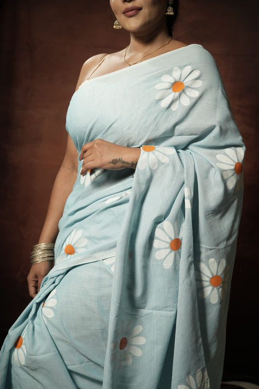 Khadi Cotton Hand Painted Sunflower