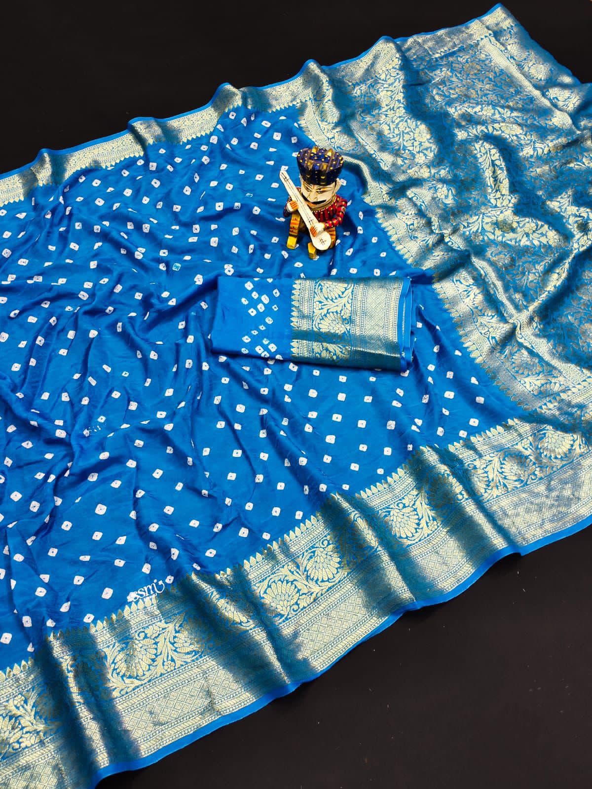 Kanjivaram Bandhani cotton silk saree