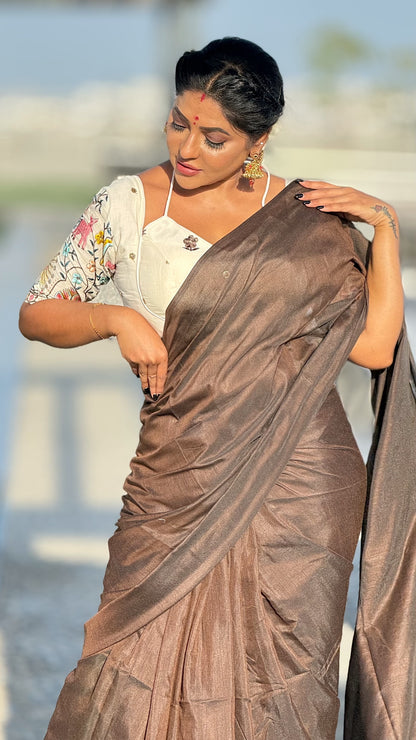 Soft Malai cotton sarees with designer Stitched Blouse fitting