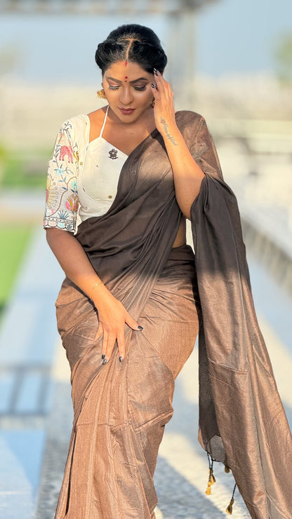 Soft Malai cotton sarees with designer Stitched Blouse fitting