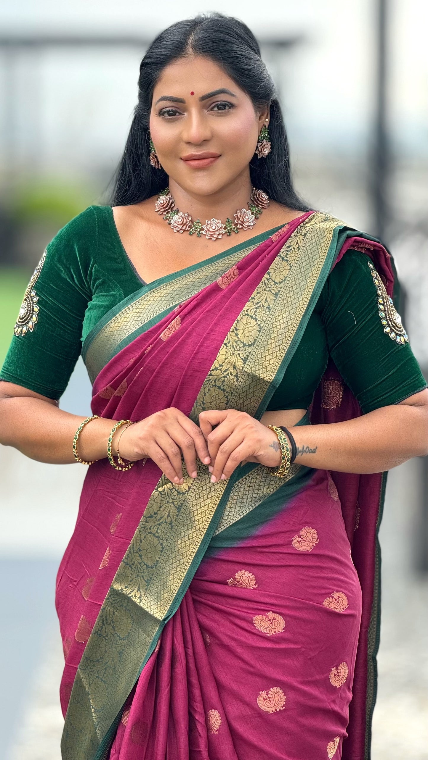 Soft Dola Silk Butta Saree with premium design and contrast Zari weaving