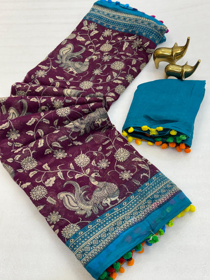 Mul Mul soft cotton with Kalamkari Print