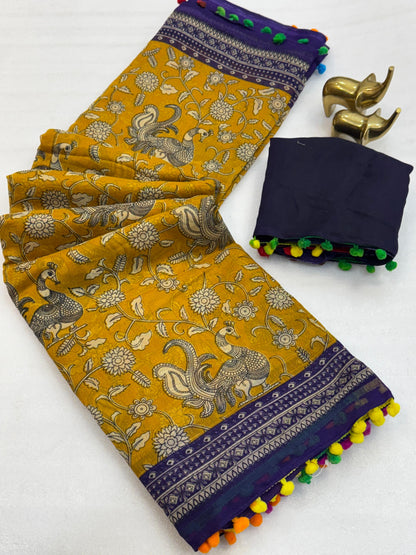Mul Mul soft cotton with Kalamkari Print