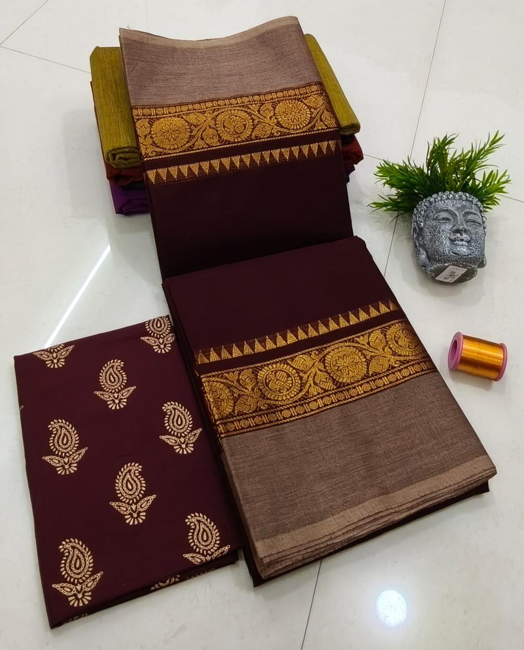 Dark chocolate collection  Pure chettinad cotton sarees