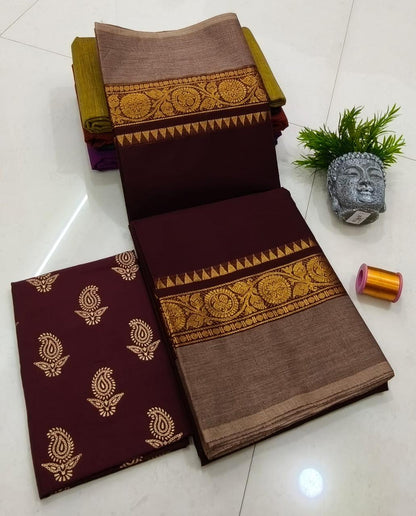 Dark chocolate collection  Pure chettinad cotton sarees