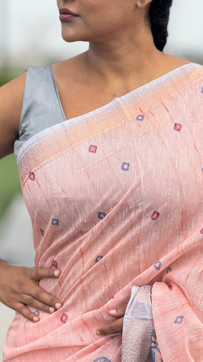 Pure Tussar Silk Saree With Running contrast blouse