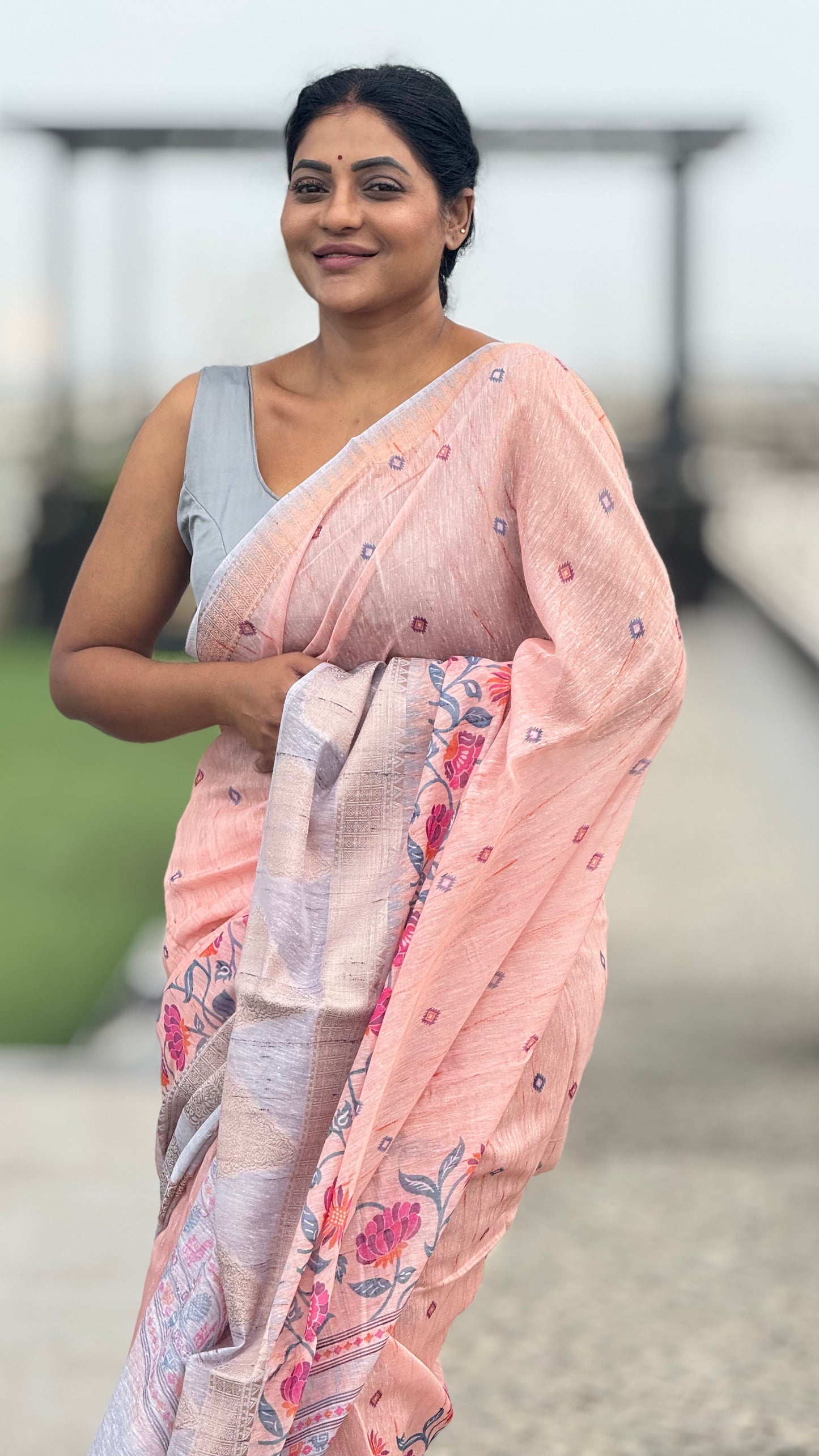 Pure Tussar Silk Saree With Running contrast blouse