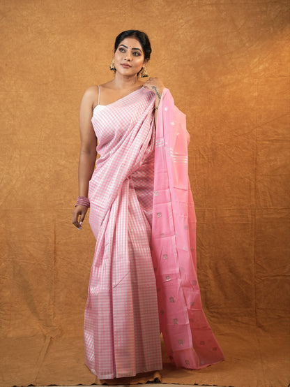 Zari checks tissue saree