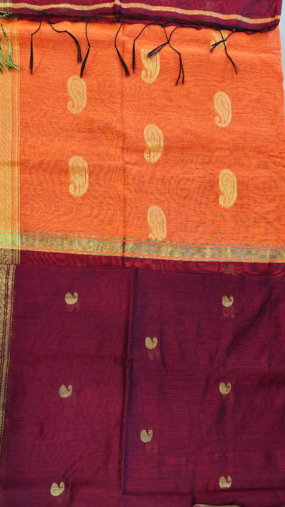 Maheshwari Cotton Silk with fine Zari