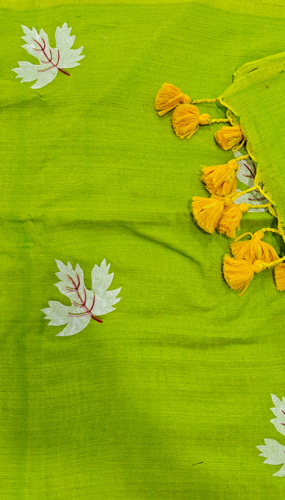 Khadi Cotton Hand Painted Leaf
