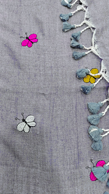 Mul Cotton Butterfly Embroidery