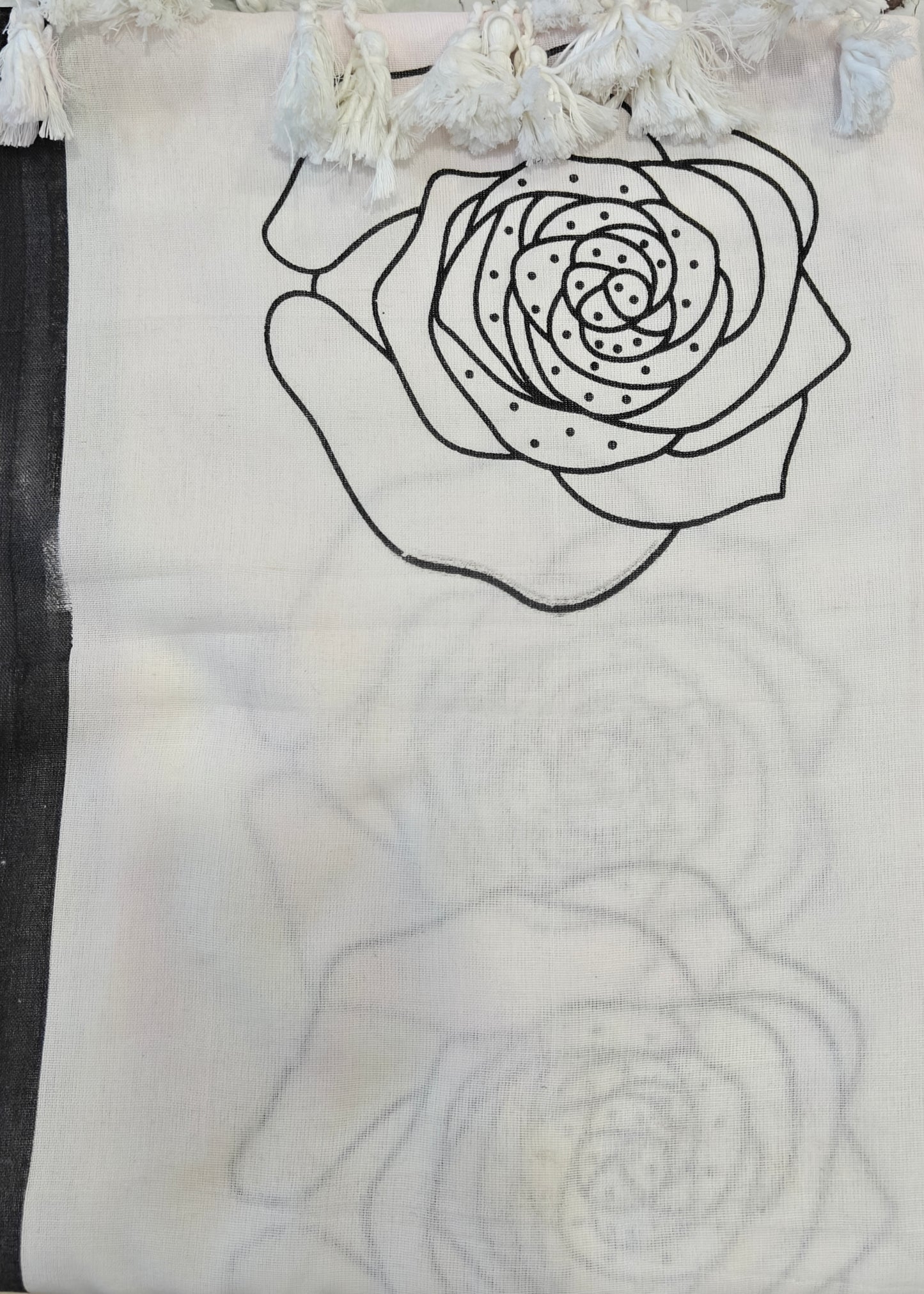 Khadi Cotton Hand Painted Rose