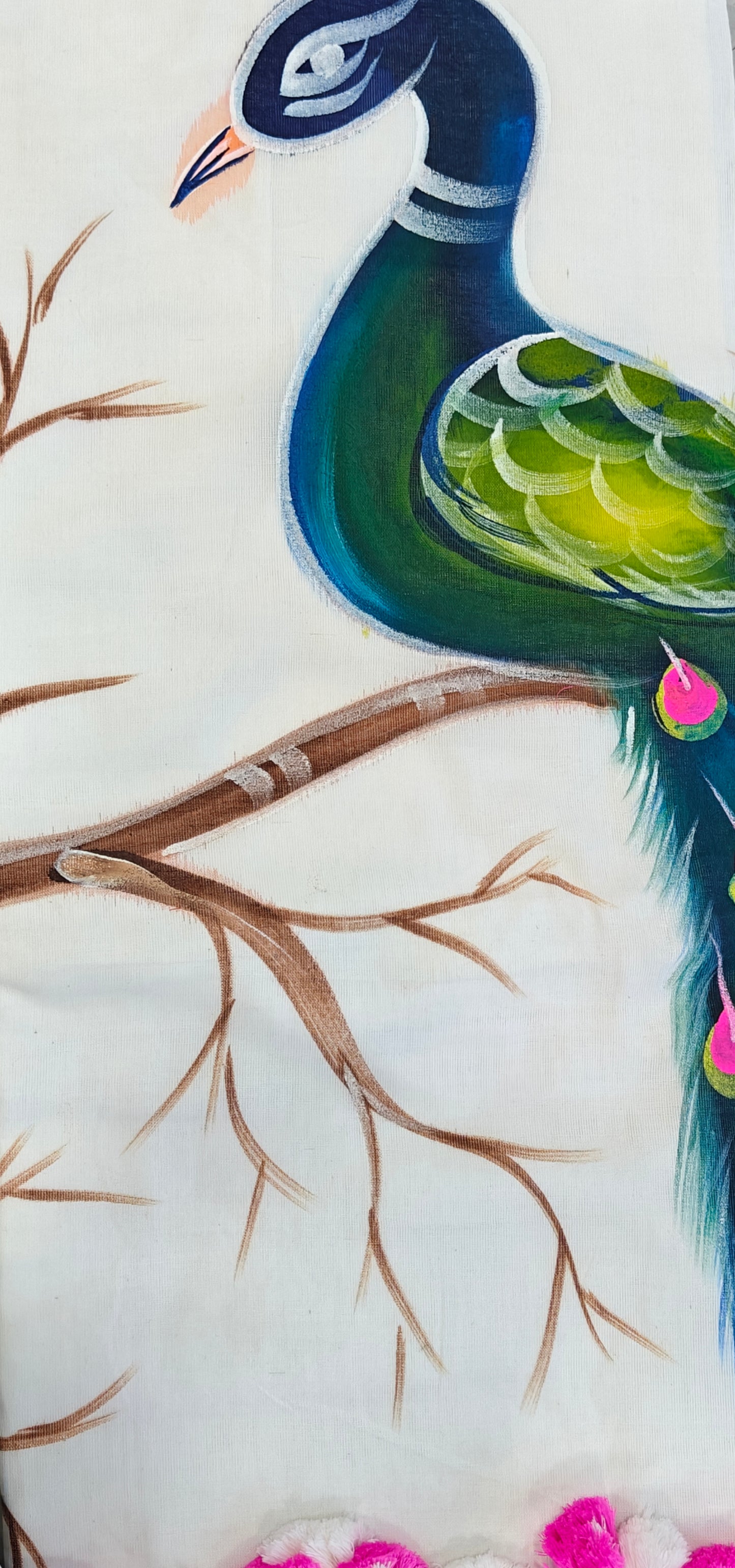Khadi Cotton Hand Painted Peacock
