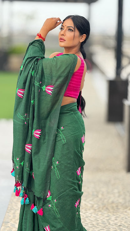 Mul Cotton Lotus Embroidery