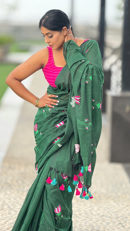 Mul Cotton Lotus Embroidery