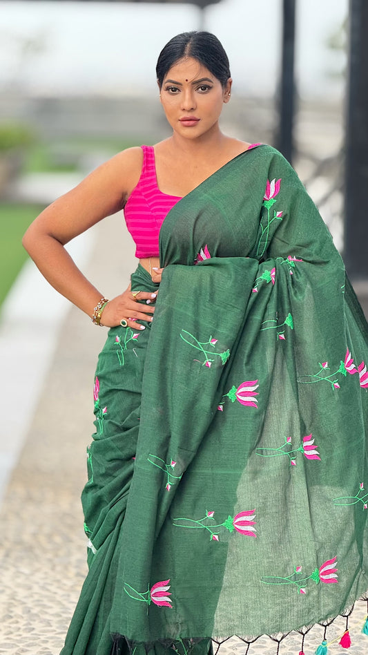 Mul Cotton Lotus Embroidery