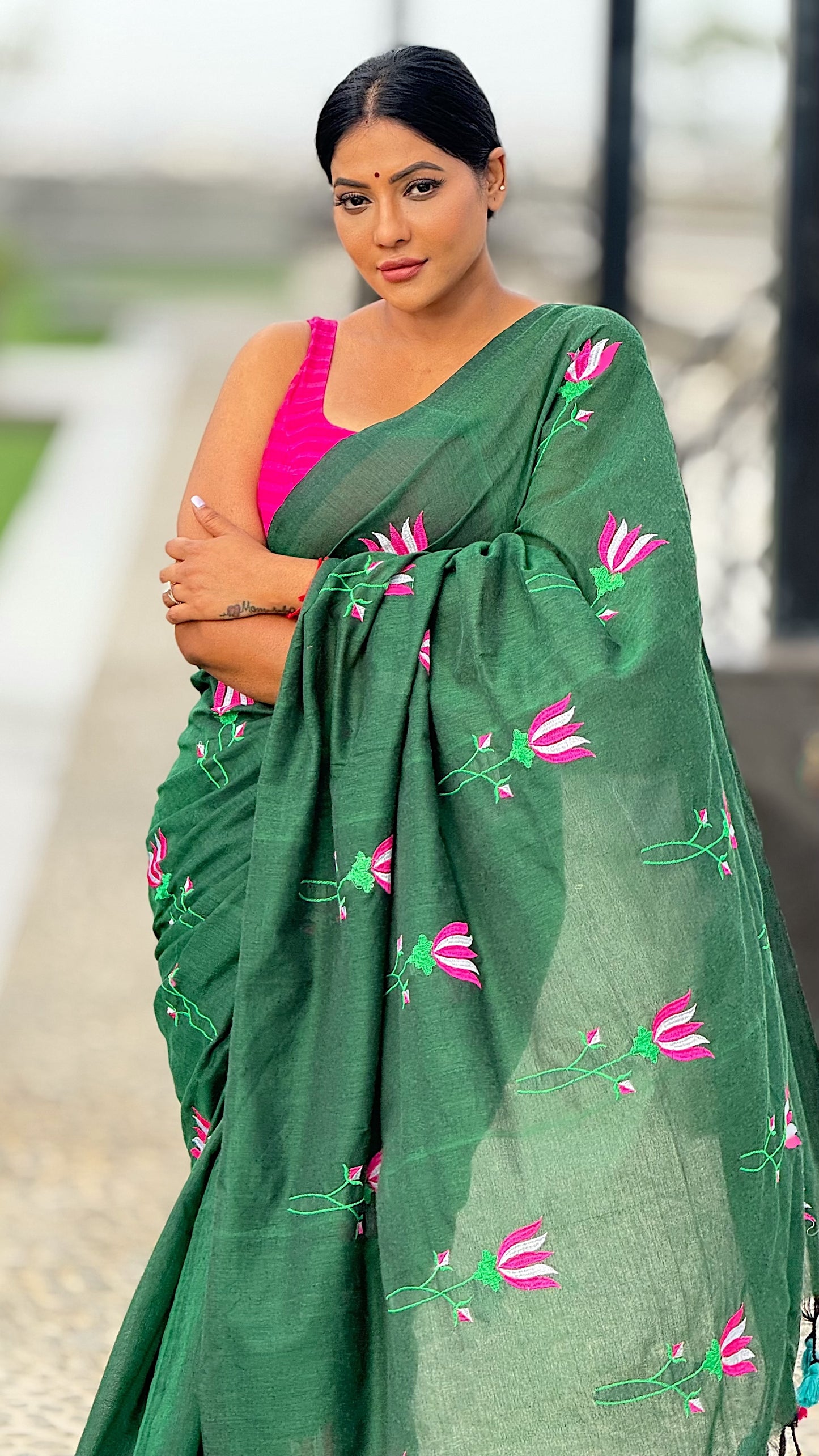 Mul Cotton Lotus Embroidery