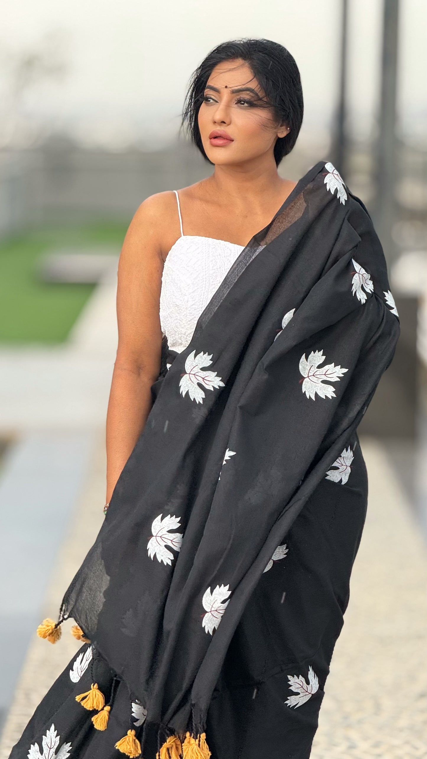Khadi Cotton Hand Painted Leaf