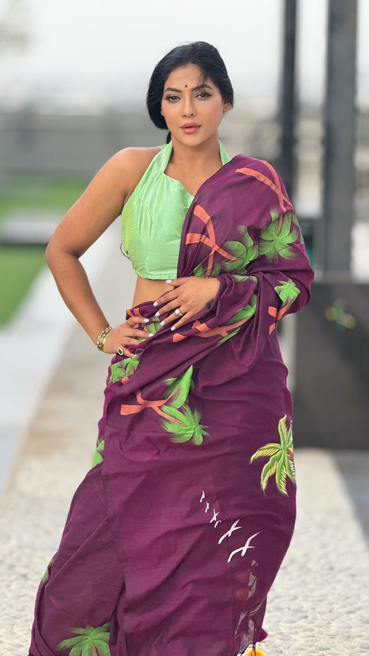 Khadi Cotton Hand painted Tree