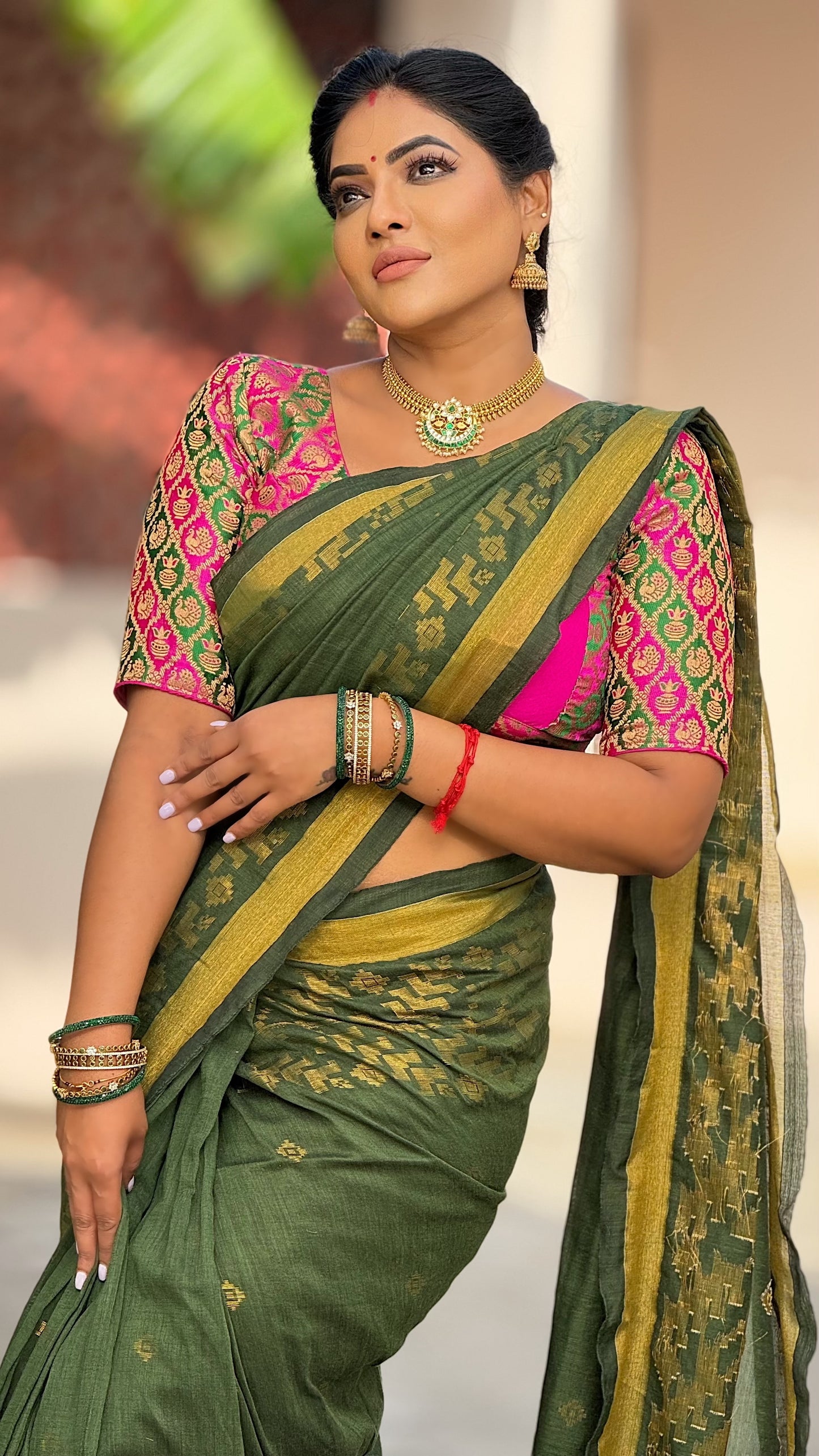 Handloom Cotton Silk with fine Zari