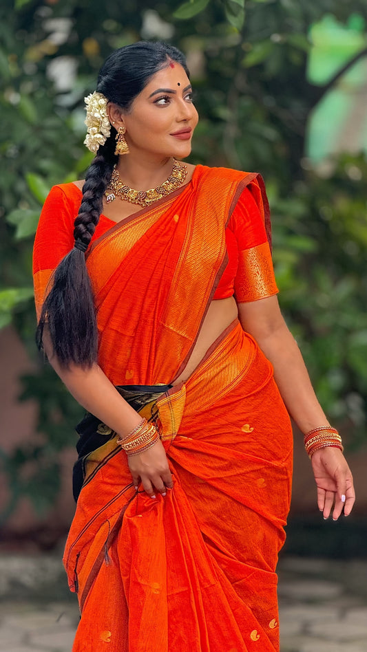 Maheshwari Cotton Silk with fine Zari