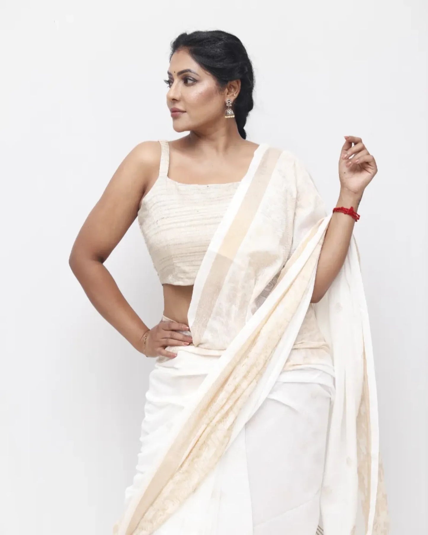 Handloom Cotton Silk with fine Zari