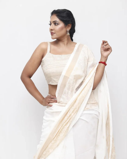 Handloom Cotton Silk with fine Zari