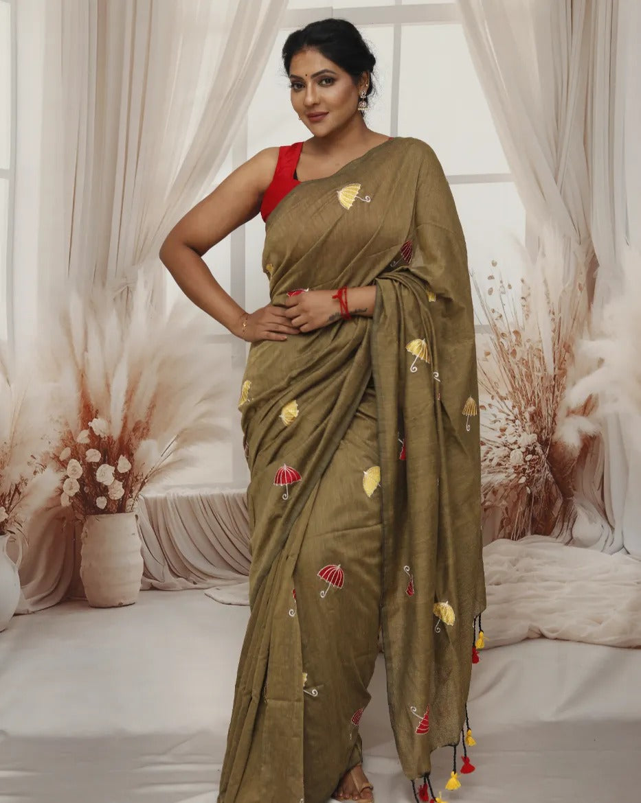 Khadi Cotton Umbrella Embroidery