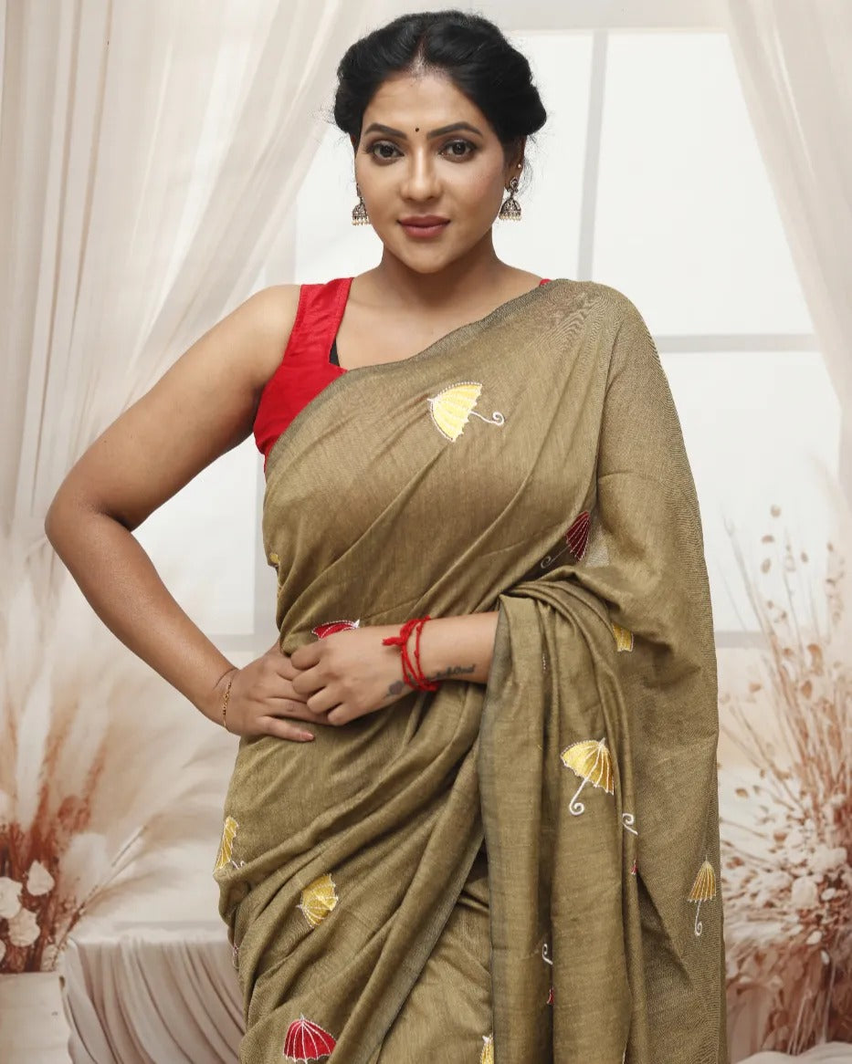 Khadi Cotton Umbrella Embroidery