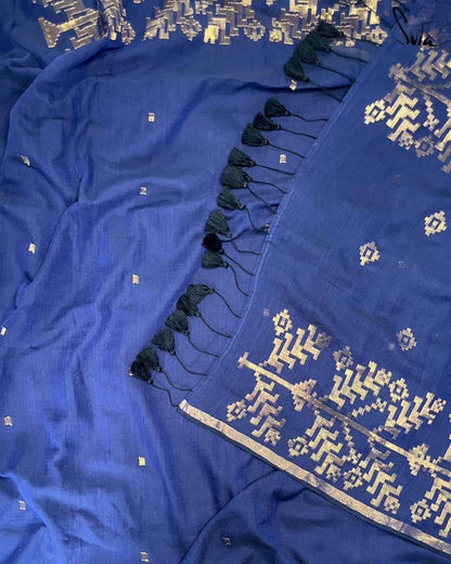 Handloom Cotton Silk with fine Zari