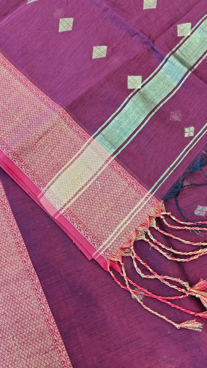 Maheshwari Cotton Silk with fine Zari